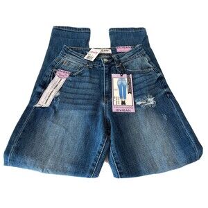 Enjean Jeans Torn Mom Cuff Size 0 Blue Ankle Length Super High Rise